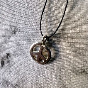 925 sterling silver peace symbol charm threat bracelet and earrings
